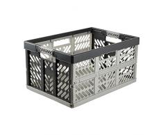 keeeper Robusto Box Contenitore Pieghevole con Impugnature Soft-touch, 54 x 37 x 28 cm, 45 L, Ben, Grigio Chiaro