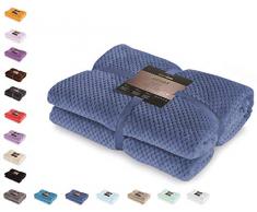 DecoKing Henry, Morbida Coperta in Microfibra/Pile, Coperta da Giorno, da Salotto, in Stile scandinavo, Poliestere, Blu Scuro, 220 x 240 cm