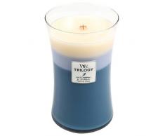 Woodwick - Candela in barattolo, misura grande, fragranza: Beachfront Cottage Trilogy, colore blu