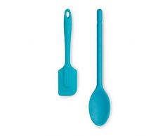 Zeal JSET4A - Cucchiaio e spatola antiaderenti in silicone, 2 pezzi, colore: Verde acqua