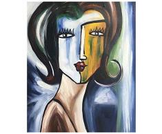 LegendArte Olio su Tela - Quadro su Tela Dipinto a Mano - Volto di Donna, cm. 50x60 - Quadro Moderno Soggiorno