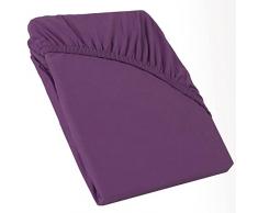 CelinaTex Perla Lenzuolo Elasticizzato Topper spessori per Letto Contenitore Cotone Elastan 120x200-130x200 cm Lilla