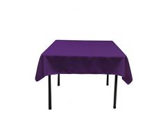 LA Linen - Tovaglia quadrata in popeline di poliestere, Poliestere, Viola, 132 x 132 x 0.04 cm