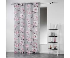 Douceur dIntérieur, linea Cloé, tenda con occhielli, stampata, policotone, Poliestere, Rosa, 280x140 cm