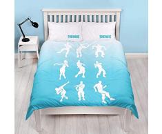 Copripiumino matrimoniale ufficiale Fortnite Shuffle, double face, double face, con federa coordinata