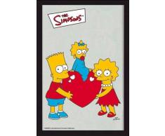 Empire 600776 - Specchio con cornice di plastica e stampa dei Simpson, con motivo a cuore, 20 x 30 cm