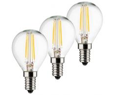 Mueller della luce 400293Â _ Set a + +, Set di Retro LED a forma di goccia sostituisce 40Â W, Vetro, 4Â W, E14, Argento, 4.5Â x 4.5Â x 8Â cm