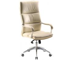HJH Office 600720 Sedia da ufficio/Sedia presidenziale BRUNELLO 20 similpelle beige, imbottitura morbida, con braccioli, regolabilie in altezza, schienale inclinabile, schienale alto