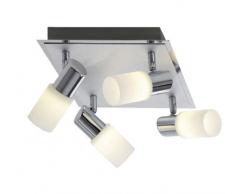 Trio Leuchten Plafoniera 4 Spot Trio 821430405 Clapton Faretto LED, 4x4.5 Watt, Cromo/Bianco Spazzolato, 31x22x18.5 cm, Metallo, Unica