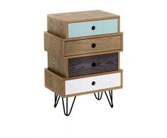 Wink design, Odense, Cassettiera 4 Cassetti, Legno, Multicolore, 65 x 45 x 30 cm