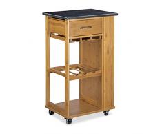 Relaxdays Alfred Carrello per Cucina con Superficie, Legno, Marrone, 81.5x47.5x37.5 cm