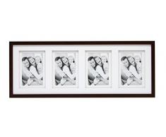 Deknudt Frames S65KQ4-10.0X15.0 - Cornice portafoto in Legno per 4 Foto, con passepartout, 63 x 24,5 x 2,3 cm, Colore: Marrone