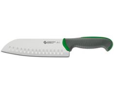 Sanelli Ambrogio Linea TECNA Colore Coltello Santoku, Tagliare Sminuzzare Carne, Pesce o Verdure. Manico Ergonomico, Acciaio Inossidabile, Verde