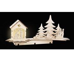 Small Foot Lampada Forma di Stella cadente, presepe scolpito in Legno Naturale con Illuminazione a LED, Decorazione Natalizia con i Tre Re Magi, Natura