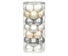 Inge-glas 15181D002-MO, Palla per Albero di Natale, 28 Pezzi, Mix A Winters Tale, 45 mm, Bianco Opaco/Colore Opale/Grigio Chiaro perlaceo