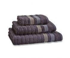 Catherine Lansfield Garrat - Asciugamano per il bagno, in 100% cotone, dimensioni 70 x 120 cm, motivo: righe, colore: grigio