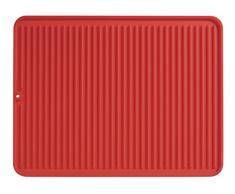 iDesign Scolapiatti da appoggio, Tappetino scolapiatti in silicone di grandi dimensioni, Tappetino lavello cucina ideale come sottopentola e scolaposate, rosso