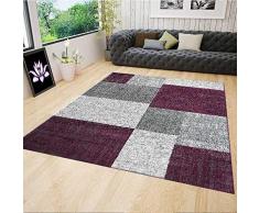 VIMODA Pelo Corto Tappeto Soggiorno Lilla Grigio Quadrettato Bianco Sguardo delle Mattonelle - Molto Pratico nella Handhabung - Viola, 80 cm x 150 cm