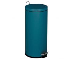 KITCHEN MOVE 905567E Black SS - Pattumiera da Cucina a Pedale Urban, 30 l, Ã 29 x H 66 cm, in Acciaio Inox con Secchio, Acciaio Inox ABS, Blu, Ã29xH66cm
