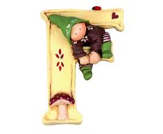 Gnomys Diaries Statuetta Lettera Fata della Fortuna F, Pasta di Pietra, Multicolore, 11Â x 2Â x 16Â cm