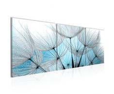 Runa Art 206133b - Quadro da parete con fiori e soffione, 120 x 40 cm, in tessuto non tessuto, formato XXL, ideale per soggiorno, casa, stampa artistica blu, 3 pezzi