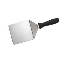 Paderno - Spatola Rettangolare in Acciaio Inox 18/10 per Hamburger, Griglia e Piastra, Manico in Polipropilene Nero - Lunghezza 19 cm