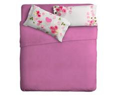 Ipersan Disegno Petali Completo Fotografico, 100% Cotone, Bianco/Rosa, Matrimoniale, 260x300x0.5 cm, 4 UnitÃ 