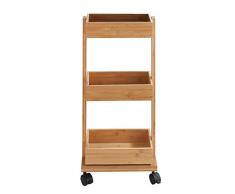 Wenko Scaffale Tortona-Carrello da Bagno con rotelle, bambÃ¹, Marrone, 18 x 71.5 x 31 cm