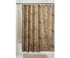 InterDesign Cheetah Tenda Doccia, Tessuto, Marrone, 180x0.2x180 cm