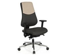 hjh OFFICE 608826 Sedia da ufficio/Sedia girevole PRO-TEC 600 tessuto, grigio scuro/beige, meccanismo syncro relax, Inclinazione regolabile, regolabile in altezza, braccioli regolabili, ergonomica, comoda