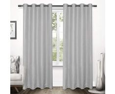 Exclusive Home Tende in Tweed di Lino Ruvida Tessuto Oscurante con Occhielli, per Finestra Tenda a Pannello, Tortora, 52Â x 243,8Â cm, Set di 2