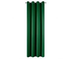 Eurofirany Logan Blackout, Tenda Oscurante con 8 Occhielli, Elegante, Liscia, Tinta Unita, Morbida, per Soggiorno, Camera da Letto, Salotto, Poliestere, Verde Scuro, 135 x 250 cm