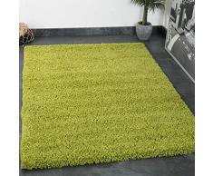 Vimoda Tappeto Shaggy Colore a Pelo Lungo Moderno per Soggiorno, Camera da Letto, Dimensioni: 150 cm Quadrato, Verde, 70x250 cm