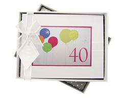 WHITE COTTON CARDS-Album Fotografico per 40Â° Compleanno, con Neon, Palloncini, Colore: Bianco, Taglia: S