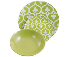 Villa dâEste Home Tivoli Mandala Mandala Servizio Piatti, Gres Smaltato Dipinto a Mano, Verde, 12 Pezzi