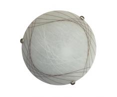 Onli - Plafoniera / Lampada da Soffitto / Parete Graffio in Vetro Bianco Satinato Serigrafato con Decorazioni Color Bianco e Marrone. Illuminazione Sala, Soggiorno, Camera, Cucina, Bagno. Diam 40cm