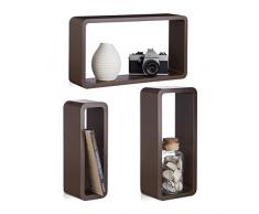 Relaxdays 10021788_93 Set di 3 Mensole da Parete, Laccate, Varie Misure, Decorative, CapacitÃ di Carico 8 kg, Marrone, legno composito