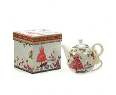 REVIMPORT 02/2309 Solo Busto Scatola DÃ©cor Teiera Decorata in Ceramica, Colore: Rosso, 17 x 12 x 14 cm