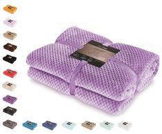 DecoKing- Coperta in Microfibra, Pile Morbido, Tessuto, 170 x 210 cm, Lilla