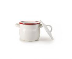 IBILI in Acciaio smaltato Mini pentola, Bianco/Rosso, 0.5 Litri