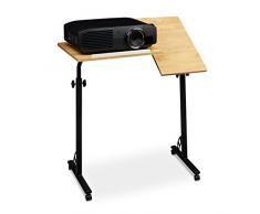 Relaxdays 10020541_48 Tavolino per Notebook/Laptop con Rotelle Regolabile in Altezza, Mogano, Giallo, 50x80x110 cm