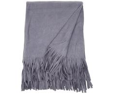 Comptoir du linge Plaid in Pile a Frange Poliestere Antracite 200Â x 150Â cm