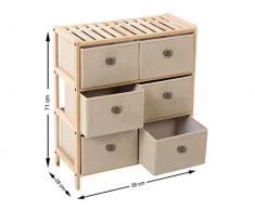 BigBuy Home 110020 Cassettiera in Legno (6 Cassetti) Multicolore, Taglia Unica