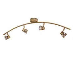 Romore - Lampadario a binario con 4 faretti, finiture in ottone effetto anticato