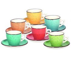 Tognana LS18534M043 Set 6 Tazze caffÃ¨ con Piatto cc90 Art & Pepper, Stoneware