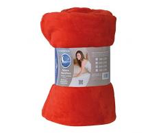 Blu câlin Coperta Matrimoniale pile in microfibra, diversi colori e taglie, Rouge Tomette, 220 x 240 cm