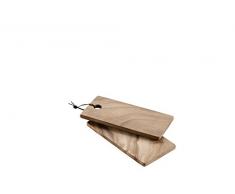 Tagliere in legno con manico e cinturino in pelle, marrone, 30 x 15