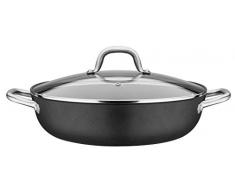 GSW 716499 Robusta - Padella in ghisa con coperchio in vetro, in acciaio INOX, 30 cm, colore: Nero