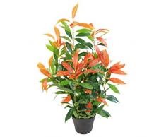 Leaf Ficus - Pianta Artificiale, 80 cm, Colore: Rosso e Verde