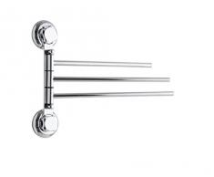 COMPACTOR Portasciugamani Bagno a 3 Bracci, Fissaggio a Ventosa, Fino a 12 Kg, Acciaio Cromato Antiruggine, 36 x 4 x H.29.2 cm, RAN7809